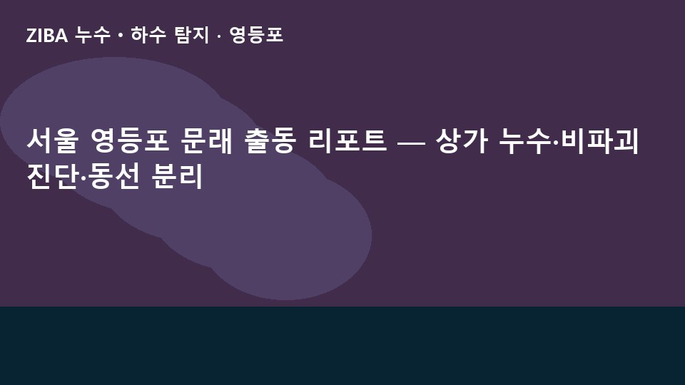 서울 영등포 문래 출동 리포트 — 상가 누수·비파괴 진단·동선 분리