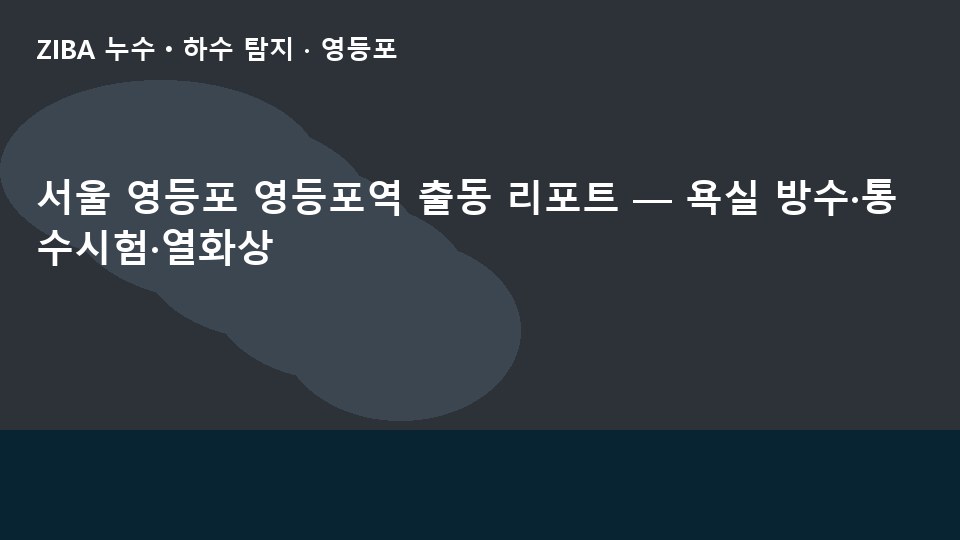 서울 영등포 영등포역 출동 리포트 — 욕실 방수·통수시험·열화상